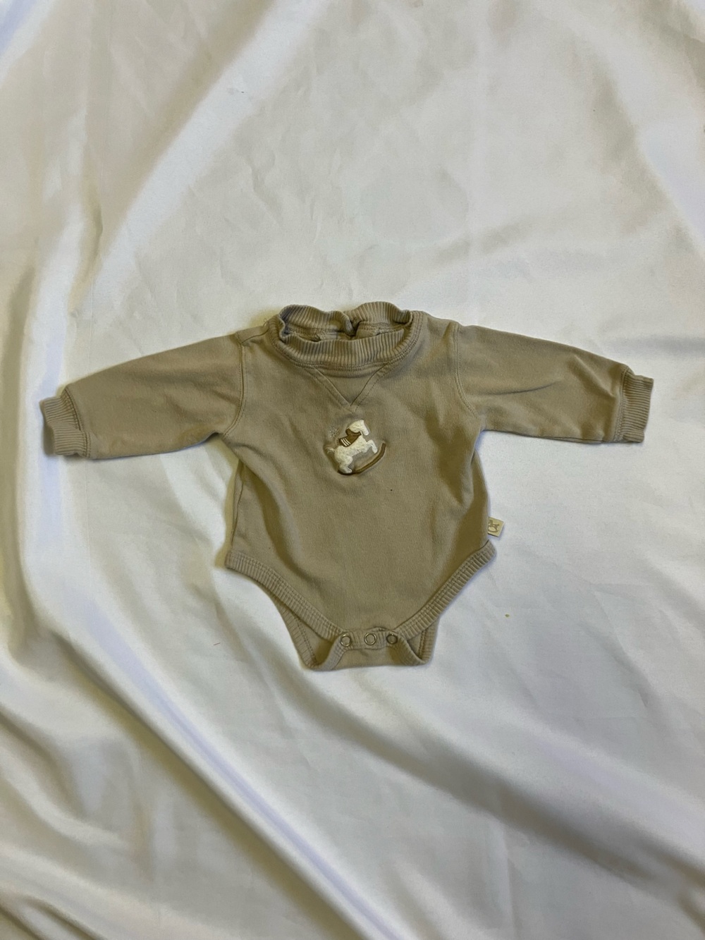 Faded Glory Beige Long Sleeve Baby Bodysuit